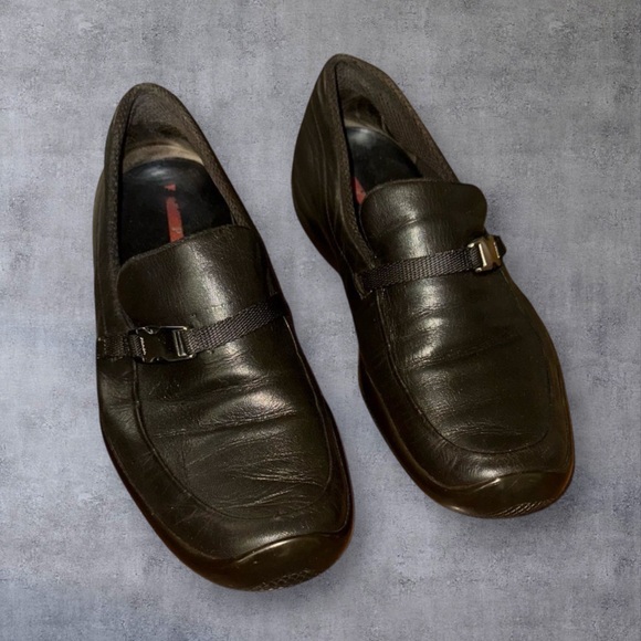 Prada Men's Black Leather Loafers - Picture 1 of 14